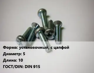 Винт установочный, с цапфой 5х10 DIN 915